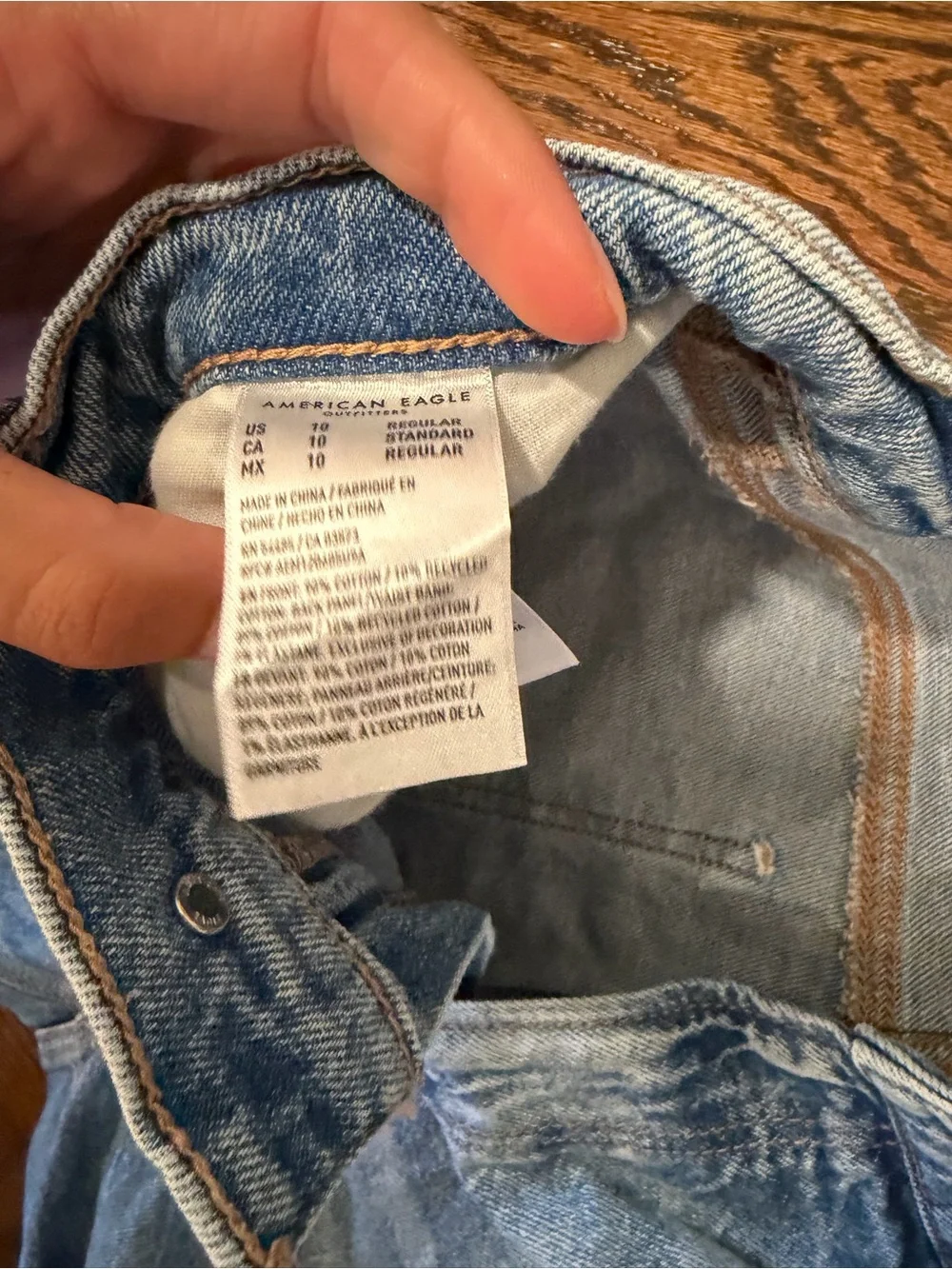 American Eagle Light Blue Denim Jeans with Contrast Stitching